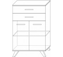 Шкаф низкий Вега Скандинавия (глянец, белый + дуб каньон)