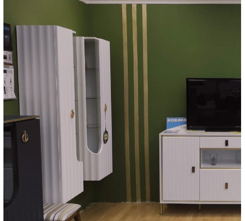 Шкаф-витрина навесной Лоренсо МН-043-02/03 белый Распродажа с экспозиции